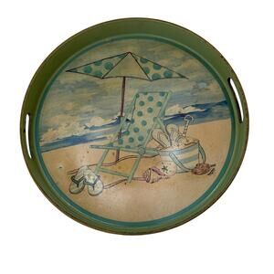Serving Tray with Beach Scene by Artist Tara Reed 13 inch Acrylic